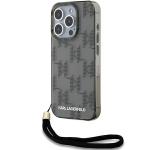 Carcasa Karl Lagerfeld IML Mono KL Pattern and Cord compatibila cu iPhone 15 Pro, Negru 3 - lerato.ro