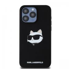 Carcasa Karl Lagerfeld Silicone Choupette Head cu MagSafe compatibila cu iPhone 15 Pro, Negru