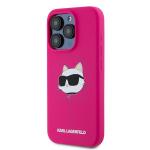 Carcasa Karl Lagerfeld Silicone Choupette Head cu MagSafe compatibila cu iPhone 15 Pro, Roz 3 - lerato.ro