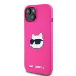 Carcasa Karl Lagerfeld Silicone Choupette Head cu MagSafe compatibila cu iPhone 15 Plus / 14 Plus, Roz 3 - lerato.ro