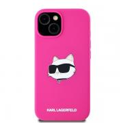 Carcasa Karl Lagerfeld Silicone Choupette Head cu MagSafe compatibila cu iPhone 15 Plus / 14 Plus, Roz