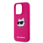 Carcasa Karl Lagerfeld Silicone Choupette Head cu MagSafe compatibila cu iPhone 15 Pro Max, Roz 7 - lerato.ro