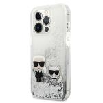 Carcasa Karl Lagerfeld Liquid Glitter Karl and Choupette compatibila cu iPhone 13 / 13 Pro, Silver 3 - lerato.ro