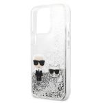 Carcasa Karl Lagerfeld Liquid Glitter Karl and Choupette compatibila cu iPhone 13 / 13 Pro, Silver 7 - lerato.ro