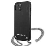 Carcasa Karl Lagerfeld Leather Textured si Chain compatibila cu iPhone 13 / 14 / 15, Negru 3 - lerato.ro