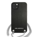 Carcasa Karl Lagerfeld Leather Textured si Chain compatibila cu iPhone 13 / 14 / 15, Negru 2 - lerato.ro