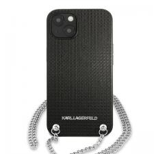 Carcasa Karl Lagerfeld Leather Textured si Chain compatibila cu iPhone 13 / 14 / 15, Negru