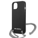 Carcasa Karl Lagerfeld Leather Textured si Chain compatibila cu iPhone 13 / 14 / 15, Negru 7 - lerato.ro