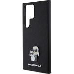 Carcasa Karl Lagerfeld Saffiano Karl and Choupette Pin compatibila cu Samsung Galaxy S24 Ultra, Negru 7 - lerato.ro