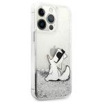 Carcasa Karl Lagerfeld Liquid Glitter Choupette Fun compatibila cu iPhone 13 Pro Max, Silver 5 - lerato.ro