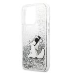 Carcasa Karl Lagerfeld Liquid Glitter Choupette Fun compatibila cu iPhone 13 Pro Max, Silver 7 - lerato.ro