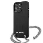 Carcasa Karl Lagerfeld Leather Textured cu Chain compatibila cu iPhone 13 Pro Max, Negru 3 - lerato.ro