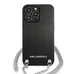 Carcasa Karl Lagerfeld Leather Textured cu Chain compatibila cu iPhone 13 Pro Max, Negru 2 - lerato.ro