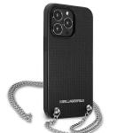 Carcasa Karl Lagerfeld Leather Textured cu Chain compatibila cu iPhone 13 Pro Max, Negru 5 - lerato.ro