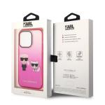 Carcasa Karl Lagerfeld Gradient Ikonik Karl and Choupette compatibila cu iPhone 14 Pro, Roz 9 - lerato.ro