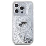 Carcasa Karl Lagerfeld Liquid Glitter Karl and Choupette Head cu MagSafe compatibila cu iPhone 15 Pro, Transparent 2 - lerato.ro