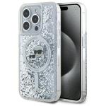 Carcasa Karl Lagerfeld Liquid Glitter Karl and Choupette Head cu MagSafe compatibila cu iPhone 15 Pro Max, Transparent 4 - lerato.ro