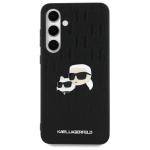 Carcasa Karl Lagerfeld Monogram Karl and Chaoupette Head Pin compatibila cu Samsung Galaxy S24 FE, Negru 2 - lerato.ro