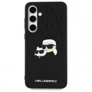 Carcasa Karl Lagerfeld Monogram Karl and Chaoupette Head Pin compatibila cu Samsung Galaxy S24 FE, Negru