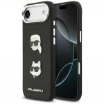 Carcasa Karl Lagerfeld FW Grained Karl and Choupette Heads Pins compatibila cu iPhone 17 Air, Negru 4 - lerato.ro