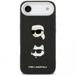 Carcasa Karl Lagerfeld FW Grained Karl and Choupette Heads Pins compatibila cu iPhone 17 Air, Negru 2 - lerato.ro