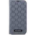 Carcasa Karl Lagerfeld Saffiano Monogram compatibila cu iPhone 14, Silver 2 - lerato.ro