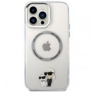 Carcasa Karl Lagerfeld Iconic Karl and Choupette cu Magsafe compatibila cu iPhone 13 Pro Max, Transparent