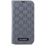 Carcasa Karl Lagerfeld Saffiano Monogram compatibila cu iPhone 14 Pro, Silver 2 - lerato.ro