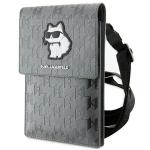 Geanta universala Karl Lagerfeld Saffiano Monogram Choupette, 1.5 x 12 x 2 cm, 2 compartimente, Silver 3 - lerato.ro