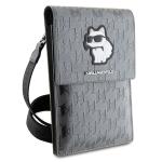 Geanta universala Karl Lagerfeld Saffiano Monogram Choupette, 1.5 x 12 x 2 cm, 2 compartimente, Silver 4 - lerato.ro