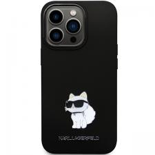 Carcasa Karl Lagerfeld Silicone Choupette Metal Pin compatibila cu iPhone 14 Pro, Negru