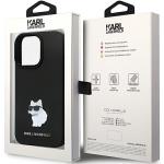 Carcasa Karl Lagerfeld Silicone Choupette Metal Pin compatibila cu iPhone 14 Pro Max, Negru 9 - lerato.ro