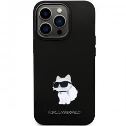 Carcasa Karl Lagerfeld Silicone Choupette Metal Pin compatibila cu iPhone 13 / 13 Pro, Negru