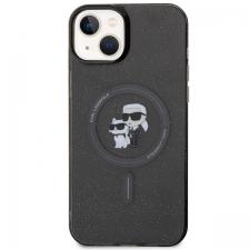 Carcasa Karl Lagerfeld Karl and Choupette Glitter Magsafe compatibila cu iPhone 15 Plus, Negru