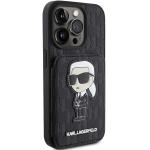 Carcasa Karl Lagerfeld Saffiano Cardslots and Stand Monogram Ikonik compatibila cu iPhone 15 Pro, Negru 5 - lerato.ro