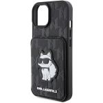 Carcasa Karl Lagerfeld Saffiano Cardslots and Stand Monogram Choupette compatibila cu iPhone 15, Negru 7 - lerato.ro