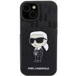 Carcasa Karl Lagerfeld Saffiano Cardslots and Stand Monogram Ikonik compatibila cu iPhone 15, Negru 2 - lerato.ro