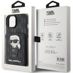 Carcasa Karl Lagerfeld Saffiano Cardslots and Stand Monogram Ikonik compatibila cu iPhone 15, Negru 10 - lerato.ro