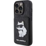 Carcasa Karl Lagerfeld Saffiano Monogram Cardslot and Monogram Choupette compatibila cu iPhone 15 Pro Max, Negru 3 - lerato.ro