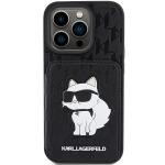 Carcasa Karl Lagerfeld Saffiano Monogram Cardslot and Monogram Choupette compatibila cu iPhone 15 Pro Max, Negru 2 - lerato.ro