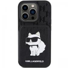 Carcasa Karl Lagerfeld Saffiano Monogram Cardslot and Monogram Choupette compatibila cu iPhone 15 Pro Max, Negru