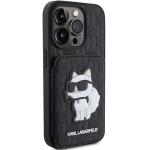 Carcasa Karl Lagerfeld Saffiano Monogram Cardslot and Monogram Choupette compatibila cu iPhone 15 Pro Max, Negru 5 - lerato.ro
