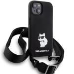 Carcasa Karl Lagerfeld Crossbody Silicone Choupette compatibila cu iPhone 15, Negru 4 - lerato.ro