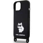 Carcasa Karl Lagerfeld Crossbody Silicone Choupette compatibila cu iPhone 15, Negru 6 - lerato.ro