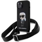 Carcasa Karl Lagerfeld Crossbody Silicone Ikonik compatibila cu iPhone 15, Negru 3 - lerato.ro
