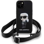 Carcasa Karl Lagerfeld Crossbody Silicone Ikonik compatibila cu iPhone 15, Negru 2 - lerato.ro
