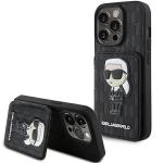 Carcasa Karl Lagerfeld Saffiano Monogram Cardslot and Monogram Ikonik compatibila cu iPhone 15 Pro Max, Negru 4 - lerato.ro