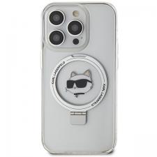 Carcasa Karl Lagerfeld Ring Stand Choupette Head cu MagSafe compatibila cu iPhone 15 Pro, Alb