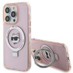 Carcasa Karl Lagerfeld Ring Stand Choupette Head cu MagSafe compatibila cu iPhone 15 Pro, Roz 4 - lerato.ro