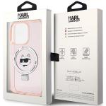 Carcasa Karl Lagerfeld Ring Stand Choupette Head cu MagSafe compatibila cu iPhone 15 Pro, Roz 9 - lerato.ro